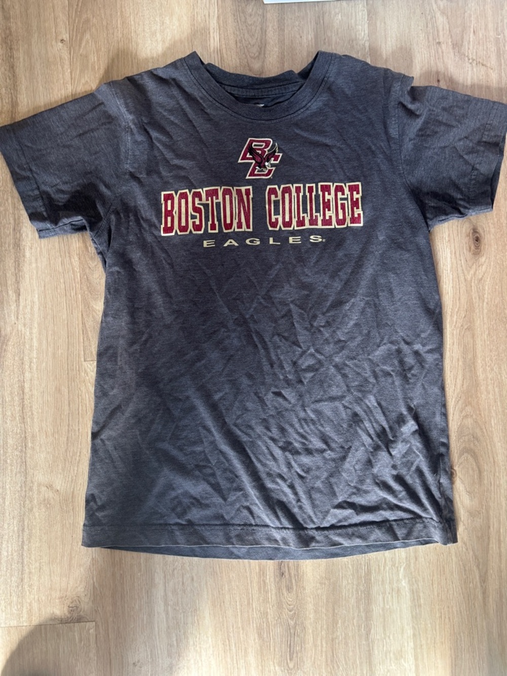 Kids Short Sleeve Tee - Boston College Charcoal with Maroon Logo